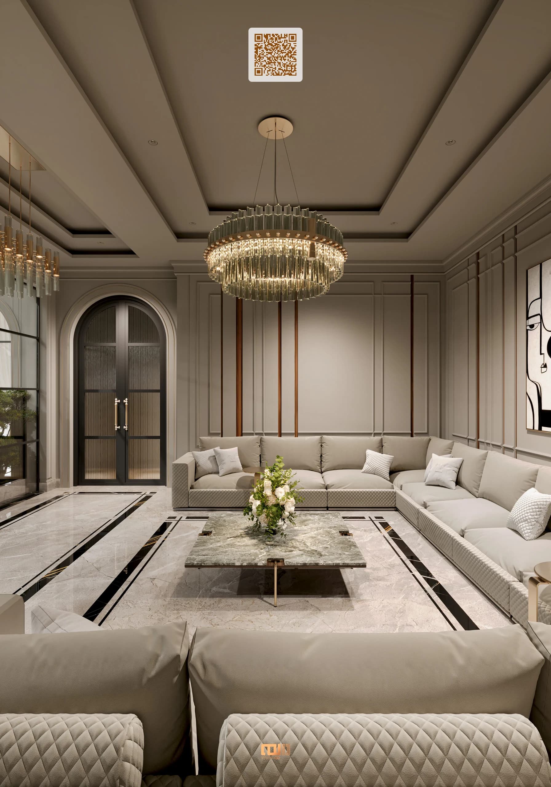 مسكن نيو كلاسيك فخم — حديقة داخلية زجاجية، زاوية 1